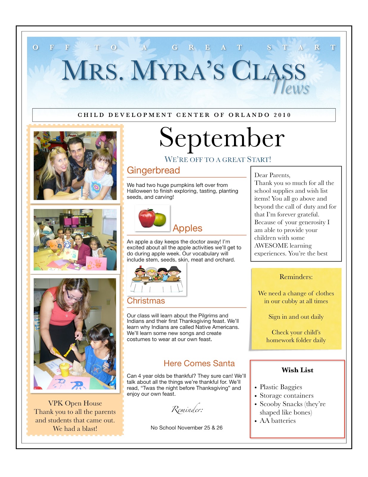 Childcare Newsletter Examples