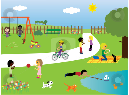 Children Playing At School Clip Art