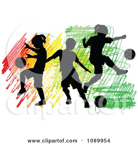 Children Playing Football Clipart