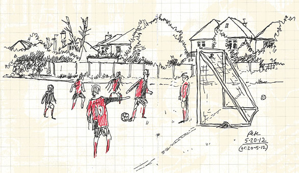 Children Playing Football Drawing