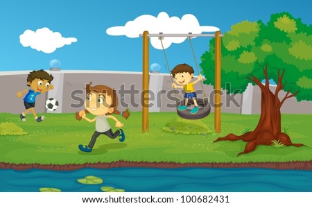 Children Playing In The Park Clipart