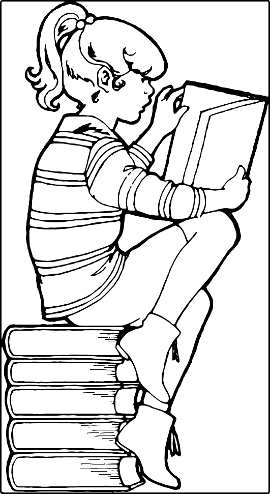 Children Reading Books Cartoon