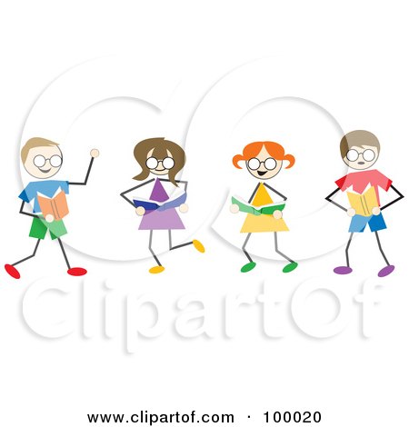 Children Reading Clip Art