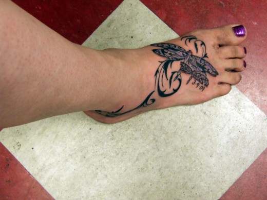 Dragonfly Tattoo On Foot