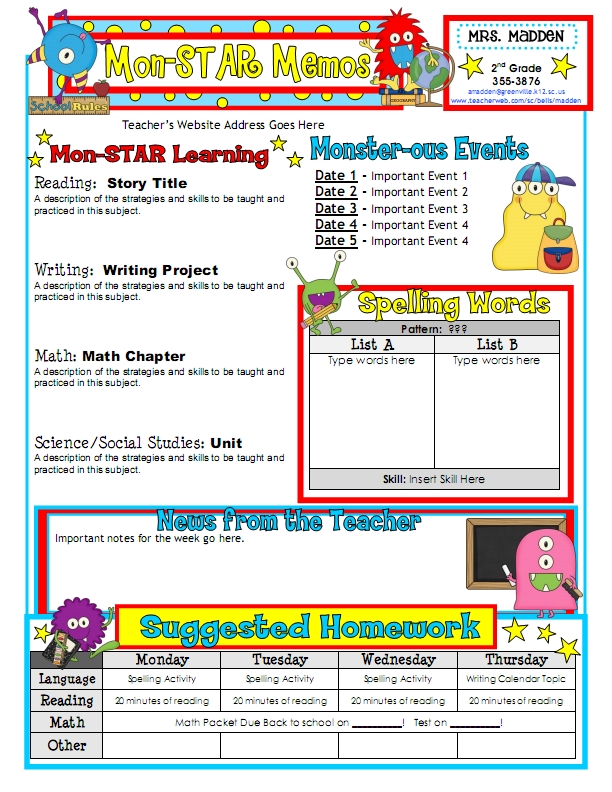 Newsletter Templates For Teachers Kindergarten