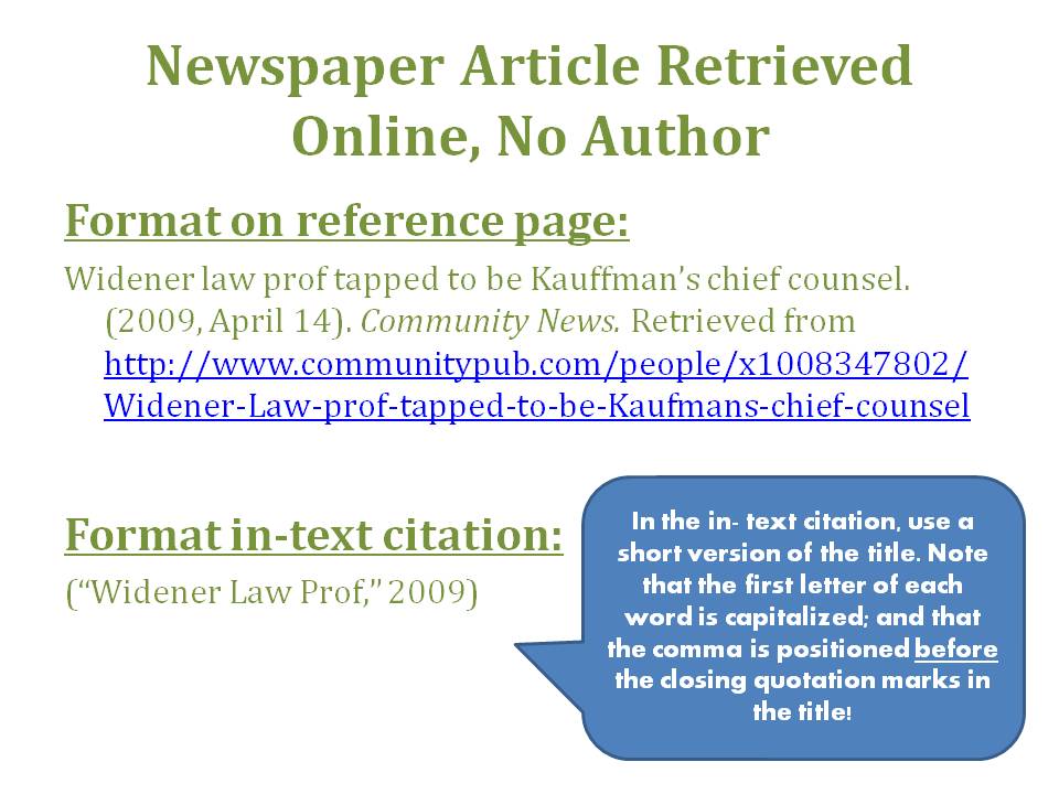 Newspaper Article Format Example