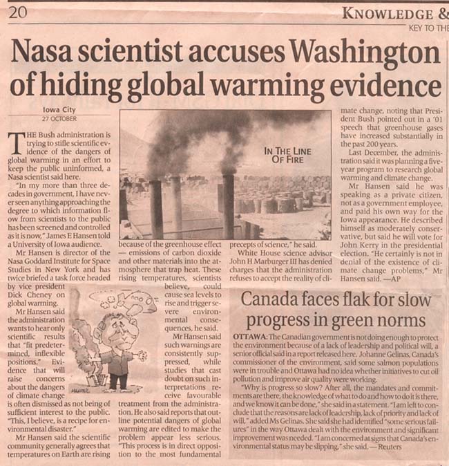 Newspaper Articles On Global Warming