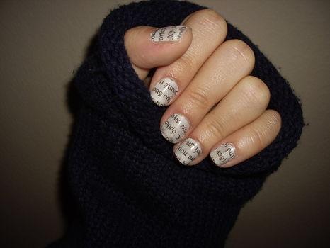 Newspaper Nails With Rubbing Alcohol