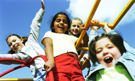 School Children Playing Outside