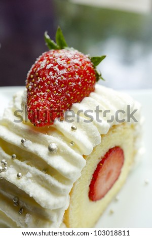 Strawberry Vanilla Roll Cake