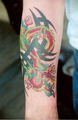Tribal Dragon Tattoo Arm
