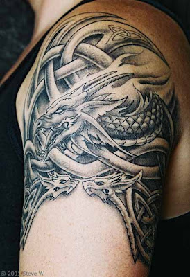 Tribal Dragon Tattoo Arm