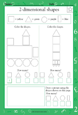 Two Dimensional Shapes Worksheets First Grade