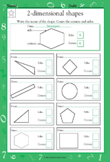 Two Dimensional Shapes Worksheets First Grade