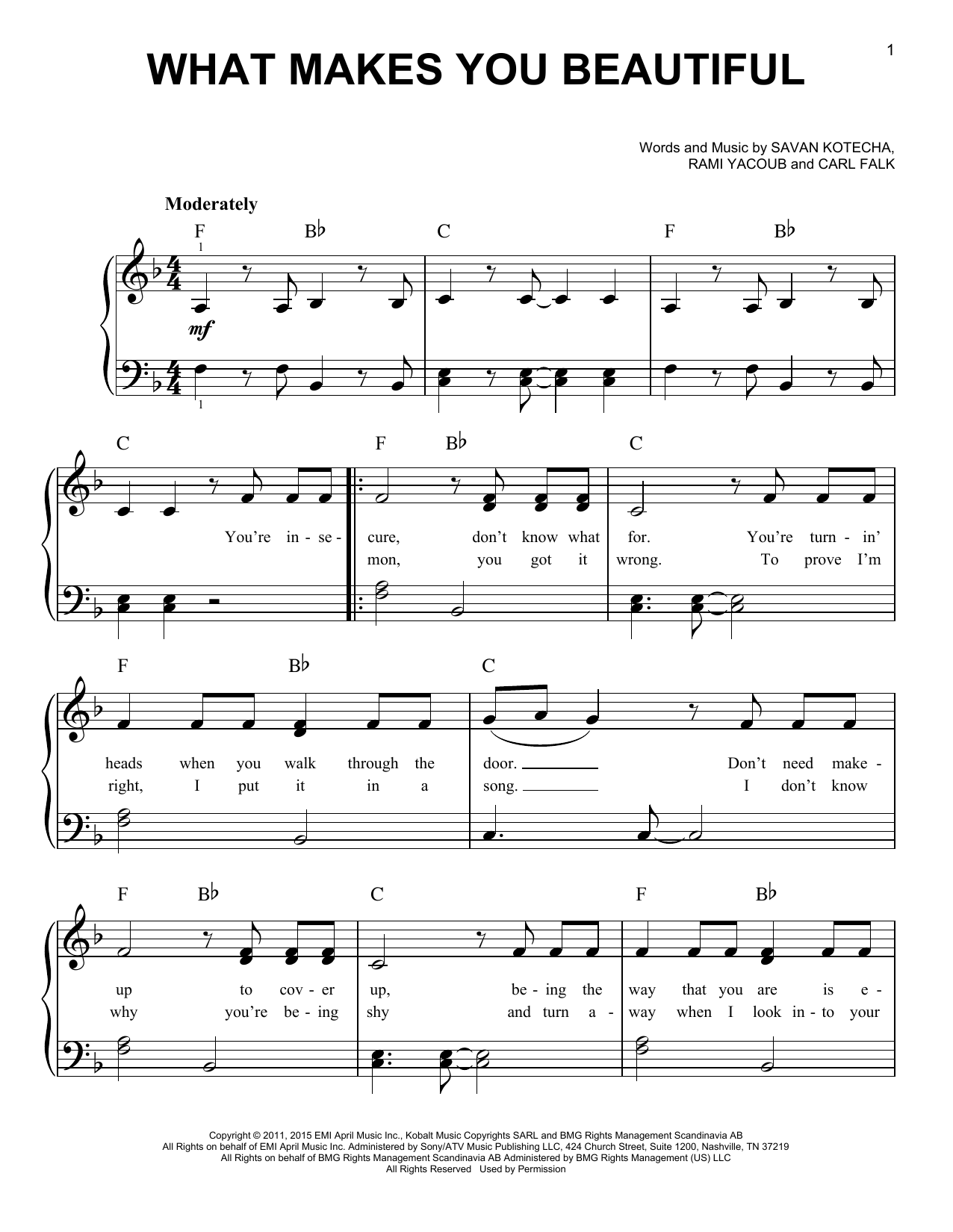 What Makes You Beautiful Sheet Music Piano